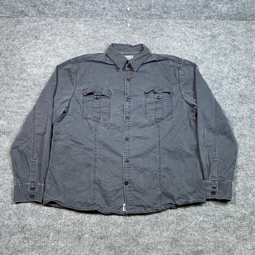 Converse One Star Mens XL Gray Long Sleeve Button Down Utility Work Shirt Cotton